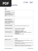 Digital Marketing Plan: Date: Author