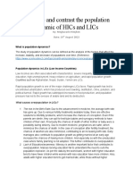 Compare and Contrast The Population Dynamic of HICs and LICs