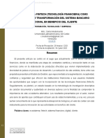 El Ecosistema Fintech (Tecnología Financiera) Como Instrumento de Transformación Del Sistema Bancario Tradicional en Beneficio Del Cliente