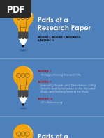 Parts of A Research Paper: Module 5, Module 9, Module 12, & Module 14