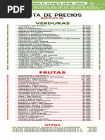 Lista de Precios: Verduras