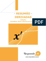 Resumão - Derivadas: (Cálculo) Formulário, Dicas e Macetes para A Prova