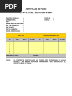 Certificado de Pesos Ley #19.171/92 - Decreto MOP #18/93