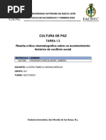 Cultura de Paz: TAREA 1.3 Reseña Crítica Cinematográfica Sobre Un Acontecimiento Histórico de Conflicto Social