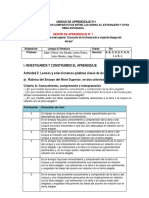 I.-Investigamos Y Construimos El Aprendizaje Actividad 2: Leemos y Seleccionamos Palabras Claves de Dos Criterios