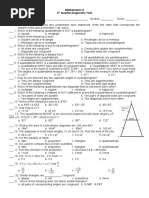 Mathematics 9 Quarter 3 Diagnostic Test