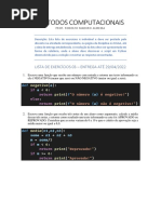 Metodos Computacionais Pynton Exercicios