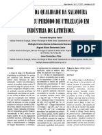 Avaliação Da Qualidade Da Salmoura Durante Seu Período de Utilização em Indústria de Laticínios