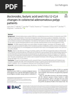 Bacteroides, Butyric Acid and t10, c12 CLA: Changes in Colorectal Adenomatous Polyp Patients