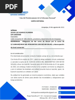 "Año Del Fortalecimiento de La Soberanía Nacional": Carta Notarial