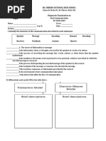 Diagnostic Test in Oral Communication