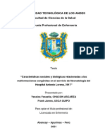 Características Sociales y Biológicas Relacionadas A Las Malformaciones Congénitas en El Servicio de Neonatología