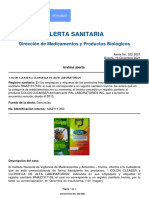 Alerta Sanitaria: Dirección de Medicamentos y Productos Biológicos