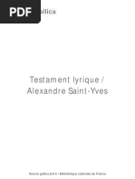 Testament Lyrique Alexandre Saint-Yves Saint-Yves D'alveydre