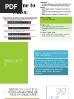 We Are Learning:: - Elements of Dialogue