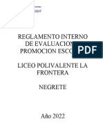 Reglamento Interno de Evaluacion Y Promocion Escolar Liceo Polivalente La Frontera Negrete