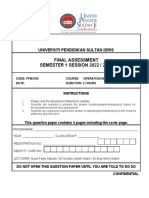 Final Assessment SEMESTER 1 SESSION 2022 / 2023: Universiti Pendidikan Sultan Idris