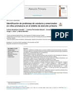 Identificación de Problemas de Conducta y Emocionales en Niños Prematuros en El Ámbito de Atención Primaria ARTÍCULO ORIGINAL