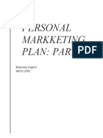 Personal Marketing Plan - Part 2