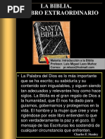 La Biblia, Un Libro Extraordinario: Materia: Introducción A La Biblia Profesor. Luis Miguel Lazo Muñoz