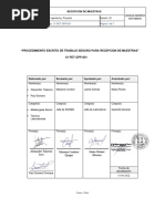 "Procedimiento Escrito de Trabajo Seguro para Recepcion de Muestras" 01 PET-OPP-001