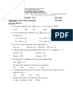 Lsa Pure Mathematics Test Time 2Hrs Instruction: Answer All The Questions Dec 2022 Part One: MCQ'S