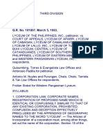 17 Lyceum of The Philippines V CA, GR No. 101897, March 5, 1993, 219 SCRA 612