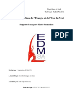 Ministère Des Mines de L'energie Et de L'eau Du Mali: Rapport de Stage de Fin de Formation