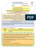 Institución Educativa #7091 "República Del Perú": Actividad Significativa