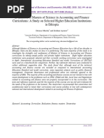 Evaluation of Masters of Science in Accounting and Finance Curriculums: A Study On Selected Higher Education Institutions in Ethiopia