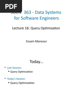 SOEN 363 - Data Systems For Software Engineers: Query Optimization