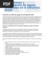 Consumo y Vertido de Aguas en La Industria Textil: Cuál Es El Tratamiento de Sus Aguas Residuales Según Normativa Peruana