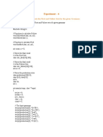 Experiment - 6: Write C Program To Compute The First and Follow Sets For The Given Grammar