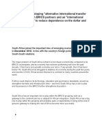 Mechanisms" With BRICS Partners and An "International Reserve Currency" To Reduce Dependence On The Dollar and Euro