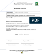 Plano de Atividades Do Estágio de Ciência de Alimentos - BLH-HU-UFGD