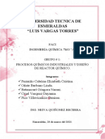 Procesos Químicos Industriales y Diseño de Reactor Químico.