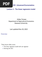 A Gec 551: Advanced Econometrics Lecture 4 - The Linear Regression Model