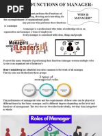 Role and Functions of Manager