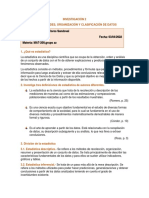 INVESTIGACIÓN 2, Generalidades, Organización y Clasificación de Datos