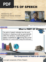 Parts of Speech: Presented By: Muhammad Ammar Abdullah 2023