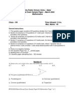 Birla Public School, Doha - Qatar Annual Exam Sample Paper - March 2023 Mathematics