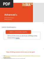 Advanced 1: Unit 6: Enrichment 2 Online Session 3