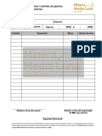 Formato de Resguardo y Control de Equipos, Materiales y Herramientas 2022