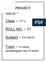 To Study Parallelogram Law of Vector