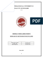 Hanoi Pedagogical University Ii Falcuty of English: Research Methods For English