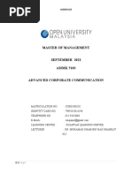 Master of Management September 2022 AMMK 5103 Advanced Corporate Communication