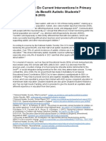 To What Extent Do Current Interventions in Primary UK State Schools Benefit Autistic Students