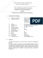 "Año de La Universalización de La Salud" Competencias de Empleabilidad Silabo Investigación E Innovación Tecnológica