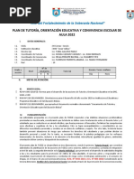 Plan de Tutoría, Orientación Educativa Y Convivencia Escolar de AULA 2022