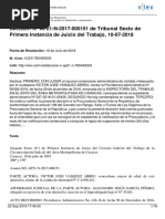 Decisión #AP21-N-2017-000151 de Tribunal Sexto de Primera Instancia de Juicio Del Trabajo, 10-07-2018